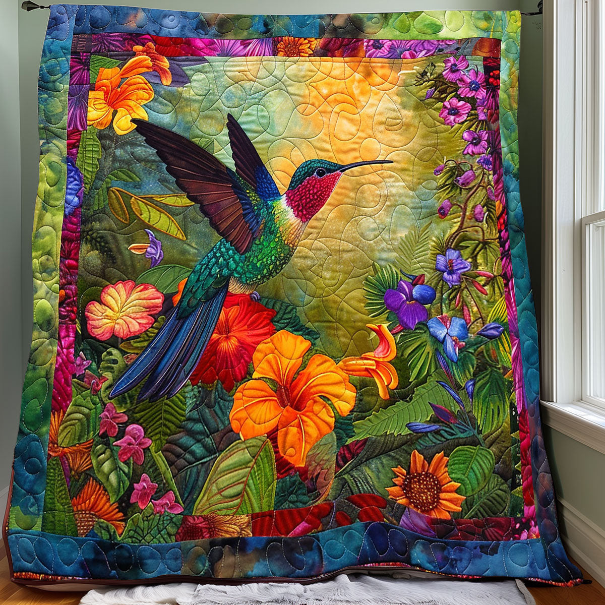 Tropical Jungle Hummingbird Quilt Blanket Large Sofa Throws Special Birthday Gifts For Grandma