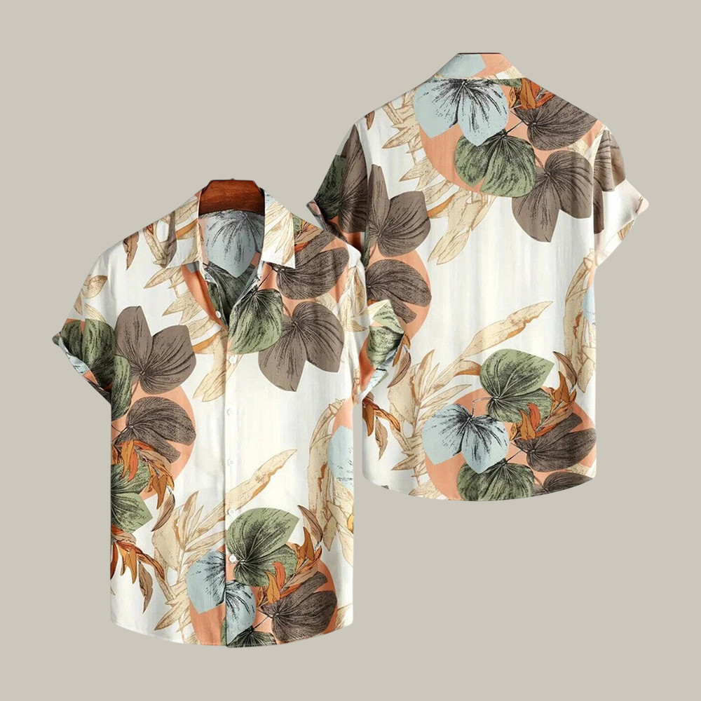 Tropical Leaf Hawaiian Shir Vintage Aloha Shirt Good Gift For Brothers