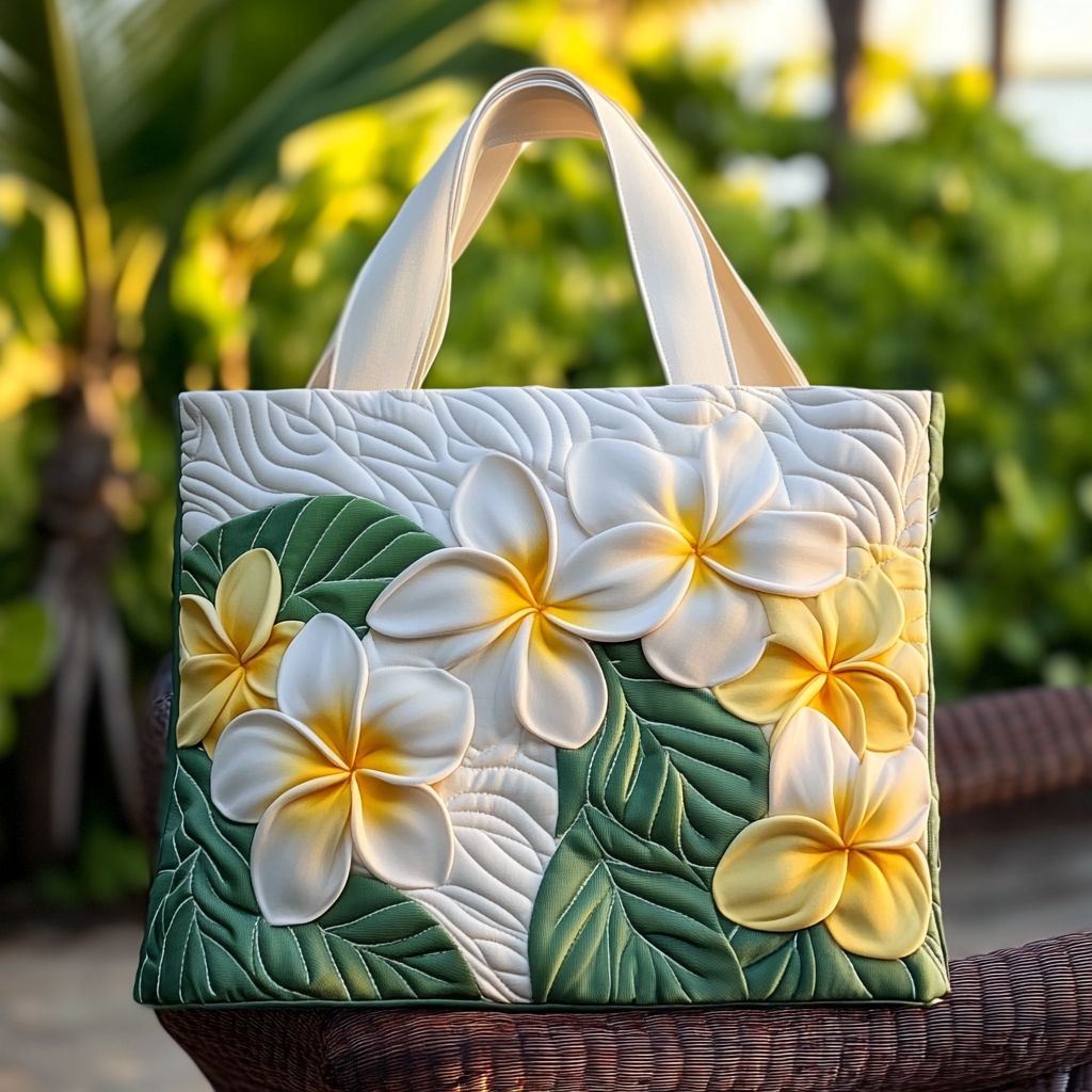 Tropical Petals Quilted Tote Bag Mother'S Day Gifts For Beach Lovers