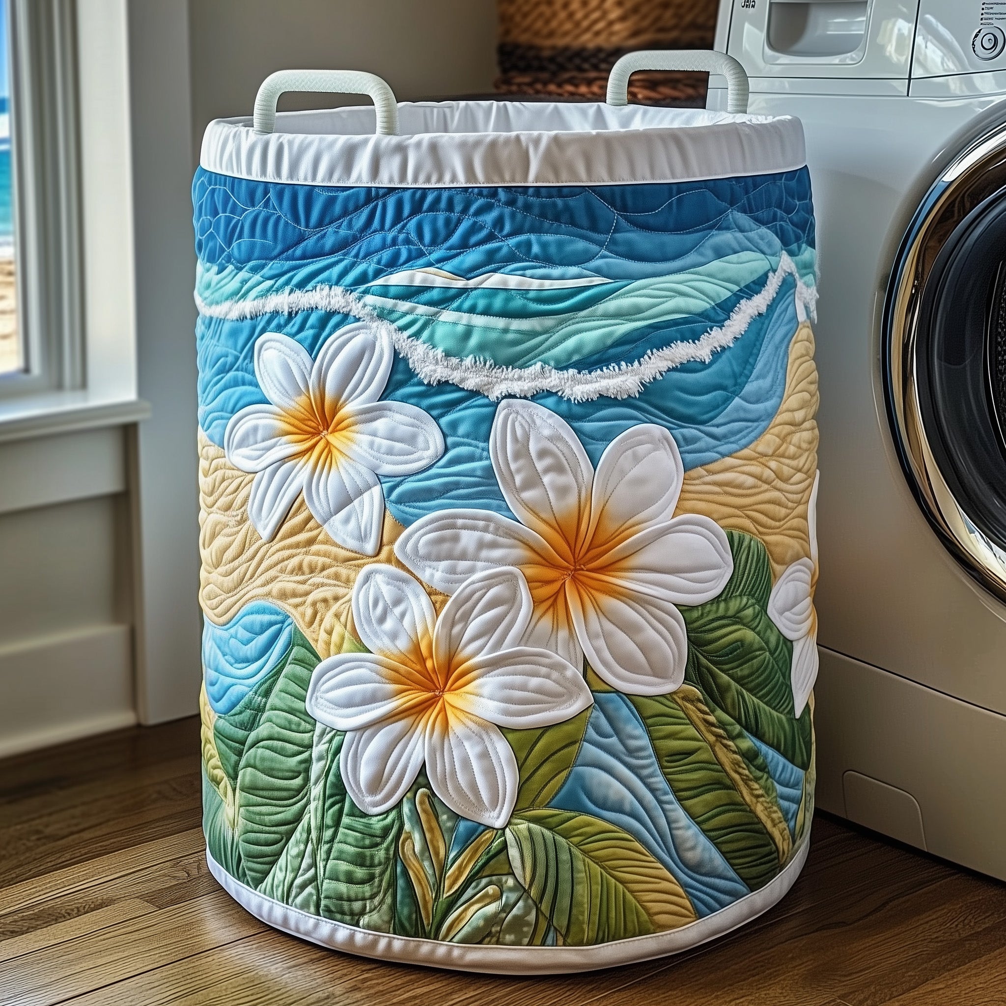 Tropical Plumeria Quilted Laundry Basket Charming Gifts For Nature Fans