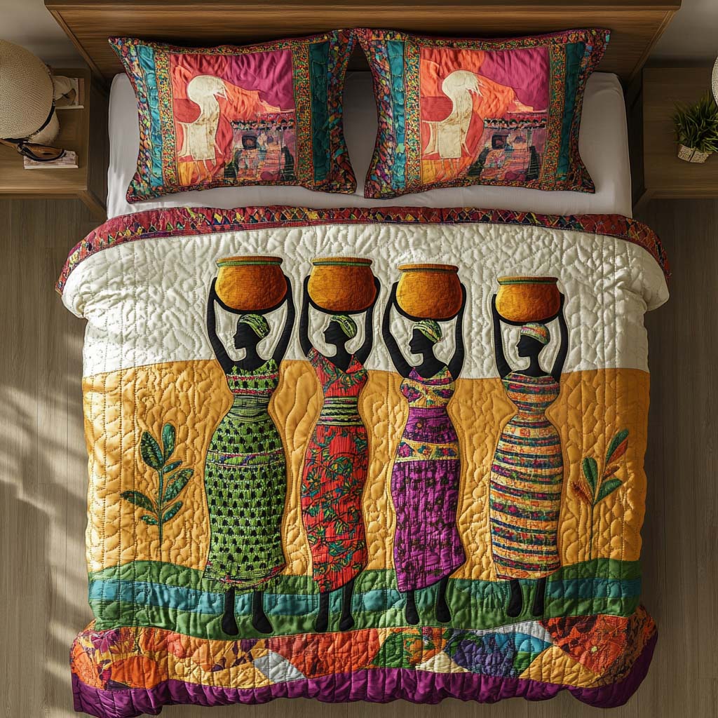 Tropical Radiance Line Quilted Bedding Set Duvet Cover Bed Sheet Set Gifts For Black History Month