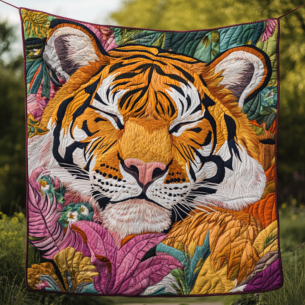 Tropical Roar Quilted Blanket Best Throw Blanket Tiger Christmas Gifts