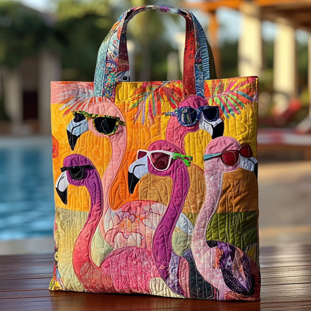 Tropical Sass Quilted Tote Bag Gifts With Flamingos On Them