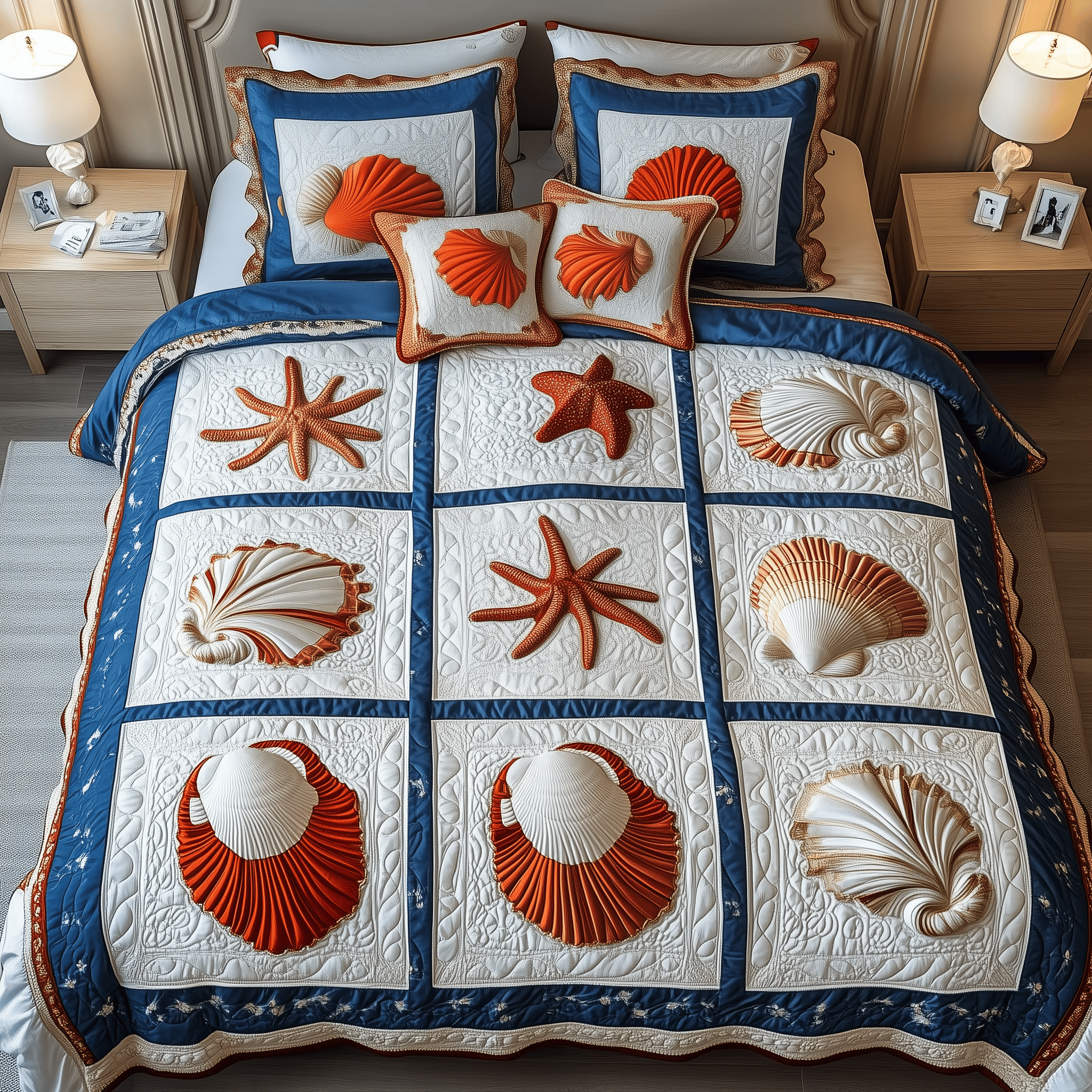 Tropical Seashell Symphony Quilted Bedding Set Best Christmas Gifts