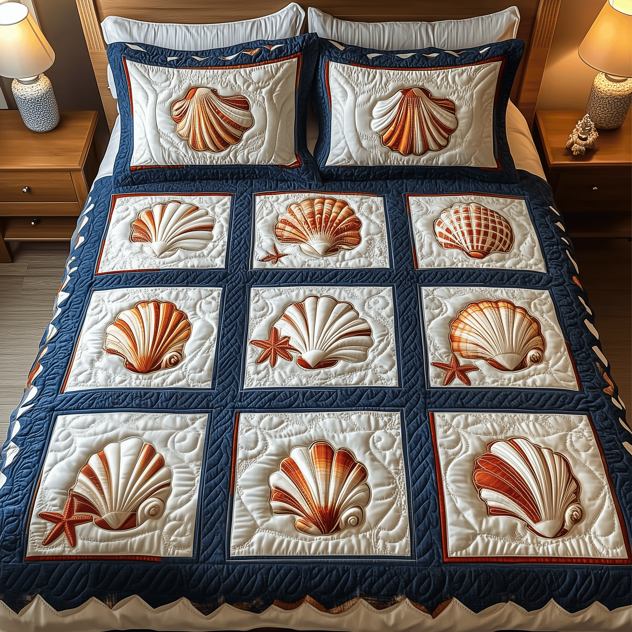 Tropical Seashell Symphony Quilted Bedding Set Xmas Bedding Set Unique Christmas Gifts For Parents