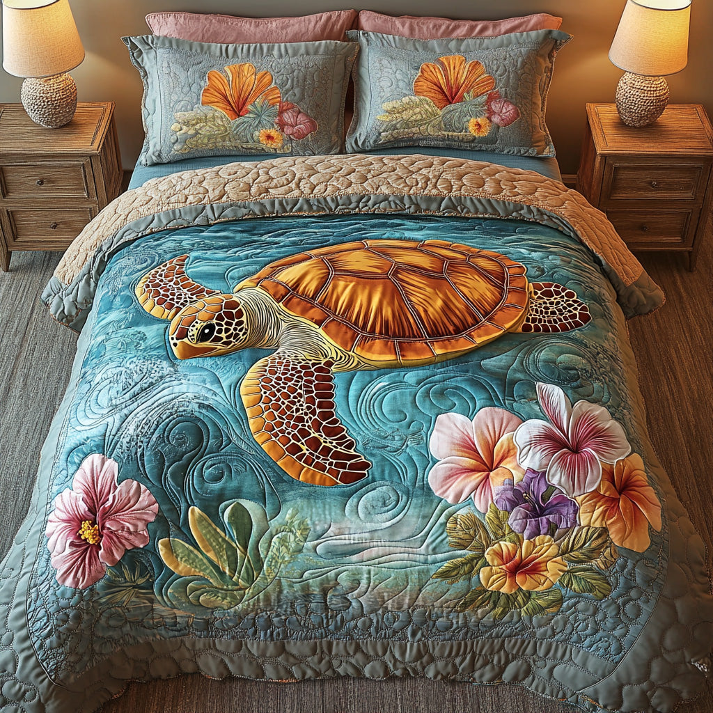 Tropical Serenity Quilted Bedding Set Full Size Bed Set Island Inspired Gift For Grandma