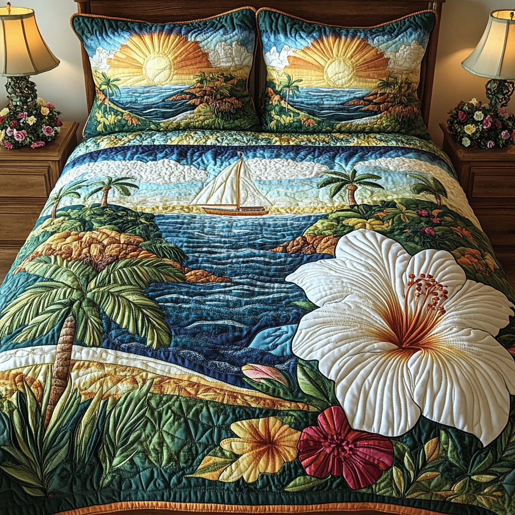 Tropical Serenity Quilted Bedding Set Ultra-Soft Bedding Set for a Hotel-Like Experience