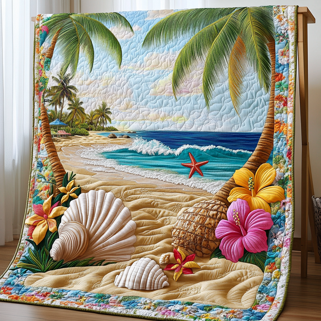 Tropical Starfish Quilted Blanket Sofa Couch Throw Blanket Christmas Gifts For The Beach Lover
