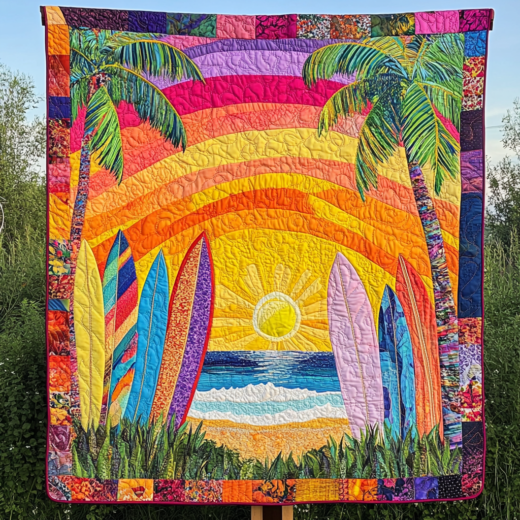 Tropical Surfboards Quilted Blanket Cute Bedroom Decor Gifts For Labrador Owners