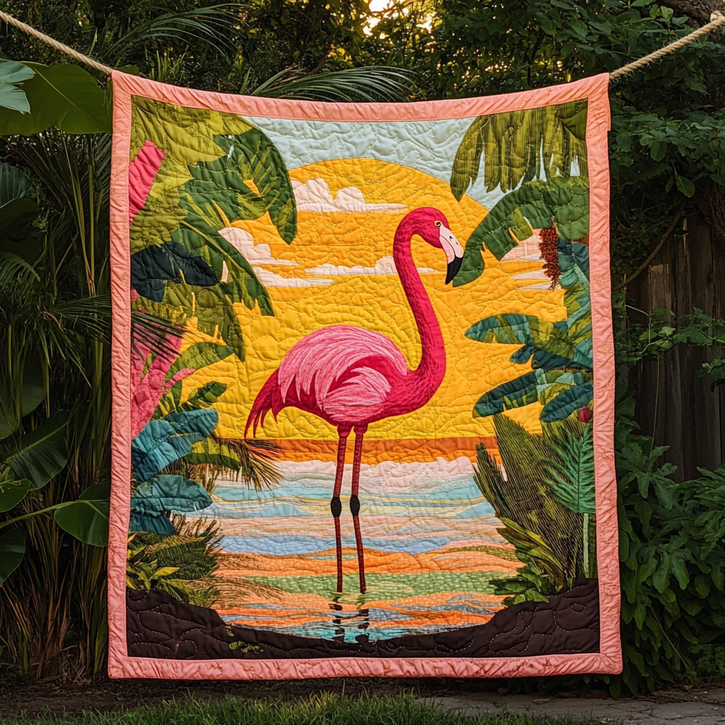 Tropical Tango Quilted Blanket Flamingo Gifts For Her