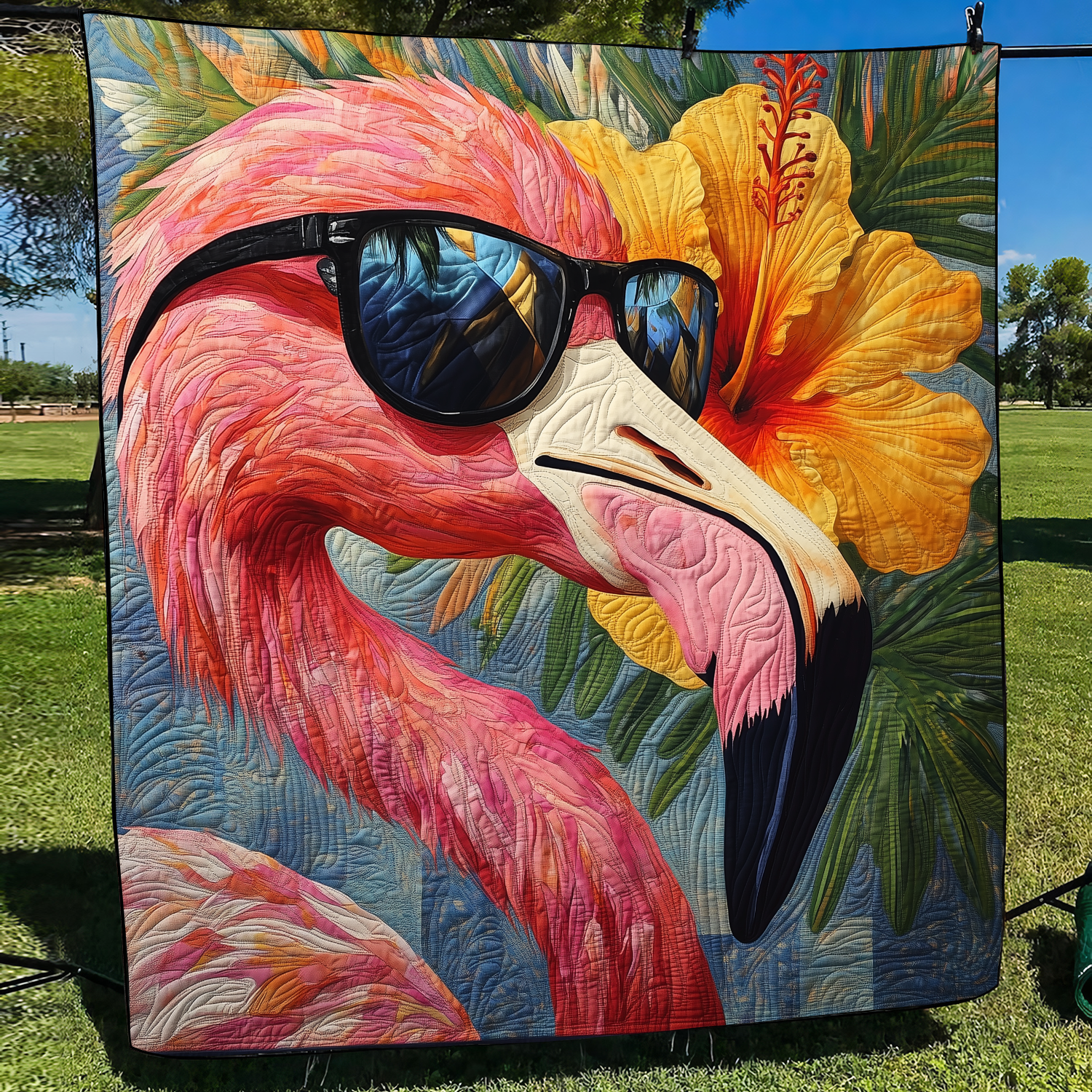 Tropical Tango Quilted Blanket Flamingo Gifts For Ladies
