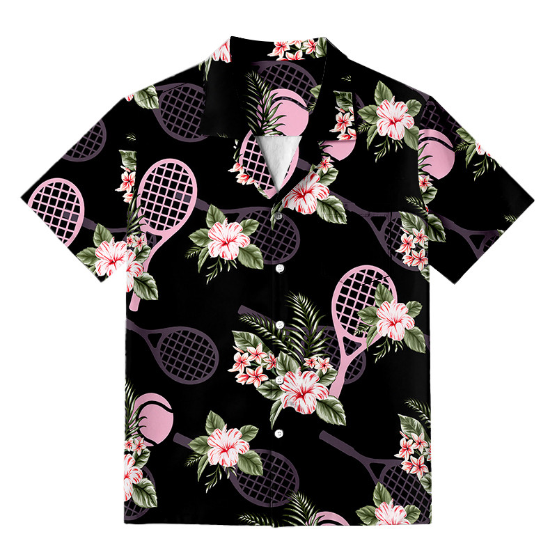 Tropical Tennis Hawaiian Shirt Flower Themed Teenis Clothes Gifts For Sport Lovers