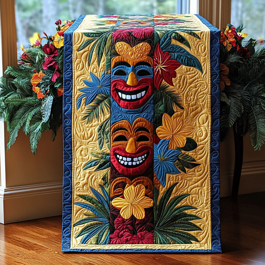 Tropical Totems Quilted Table Runner Hibiscus Table Runner Gift Ideas For Mom