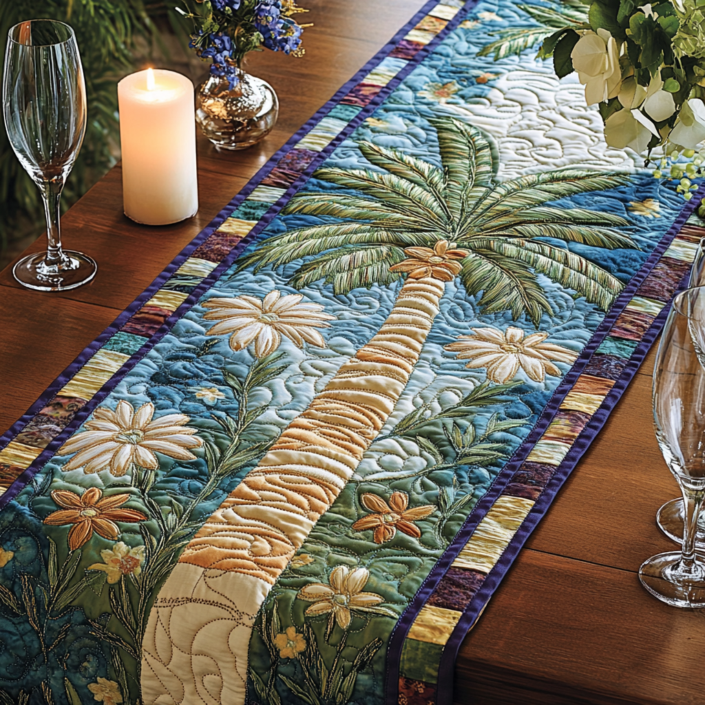 Tropical Trail Quilted Table Runner Coastal Style Table Runners Gifts For Mom