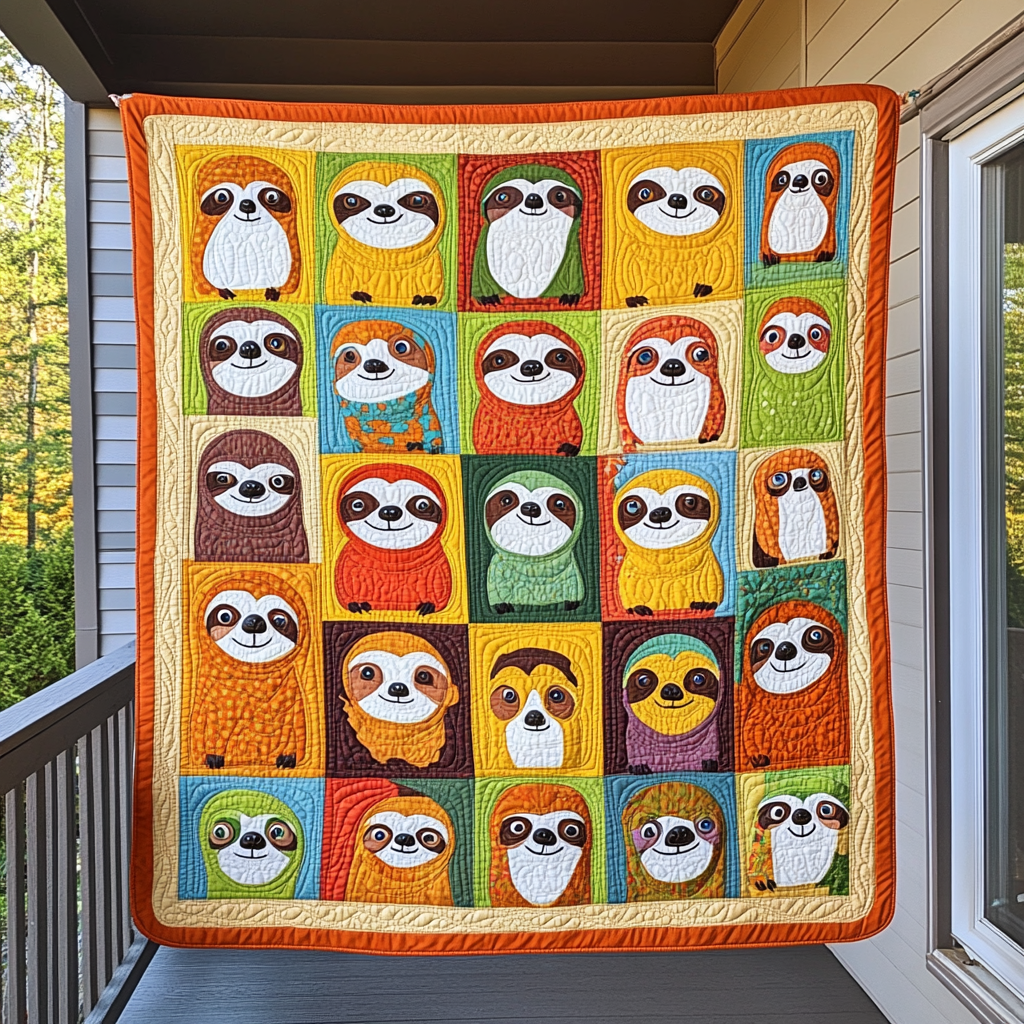 Tropical Tranquility Quilted Blanket Sloth Present Ideas