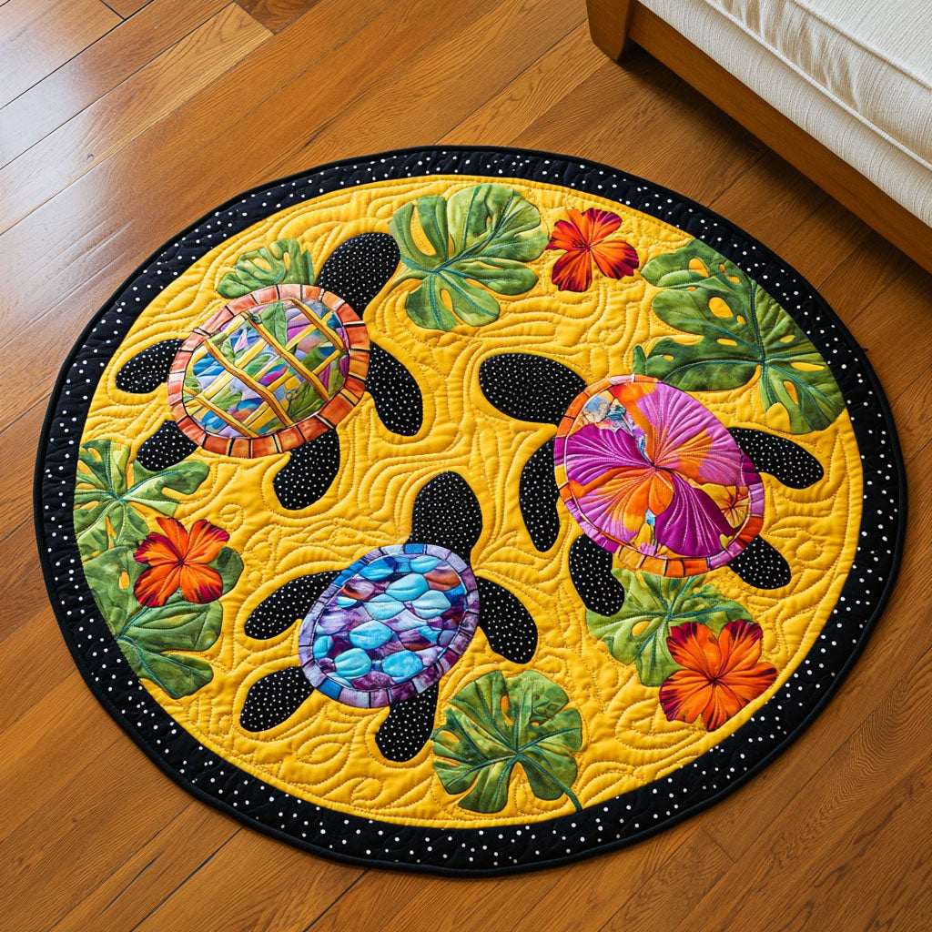 Tropical Turtle Bliss Quilted Round Mat Entryway Design Ideas Cute Turtle Lover Gift Ideas