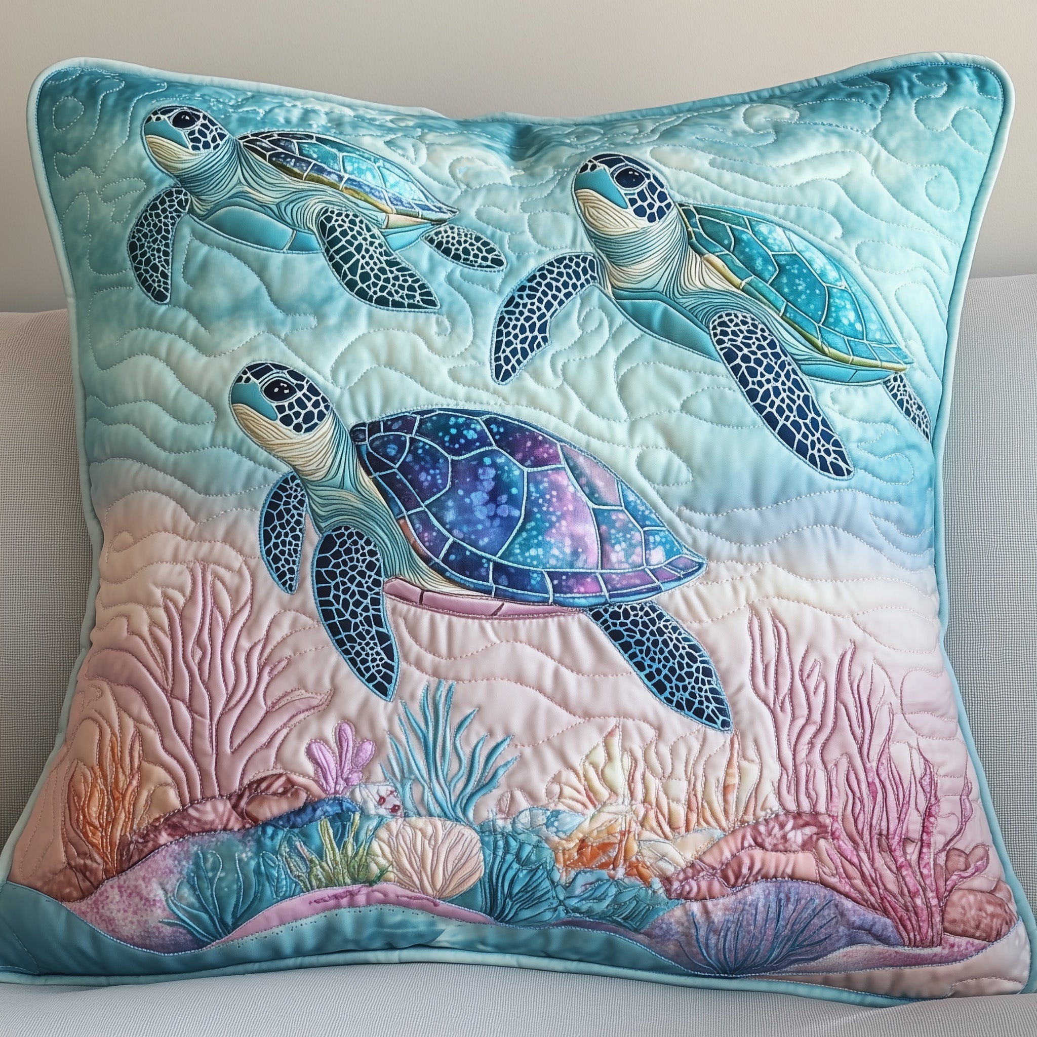 Tropical Turtle Dreams Quilted Pillow Case Christmas Gift(1)