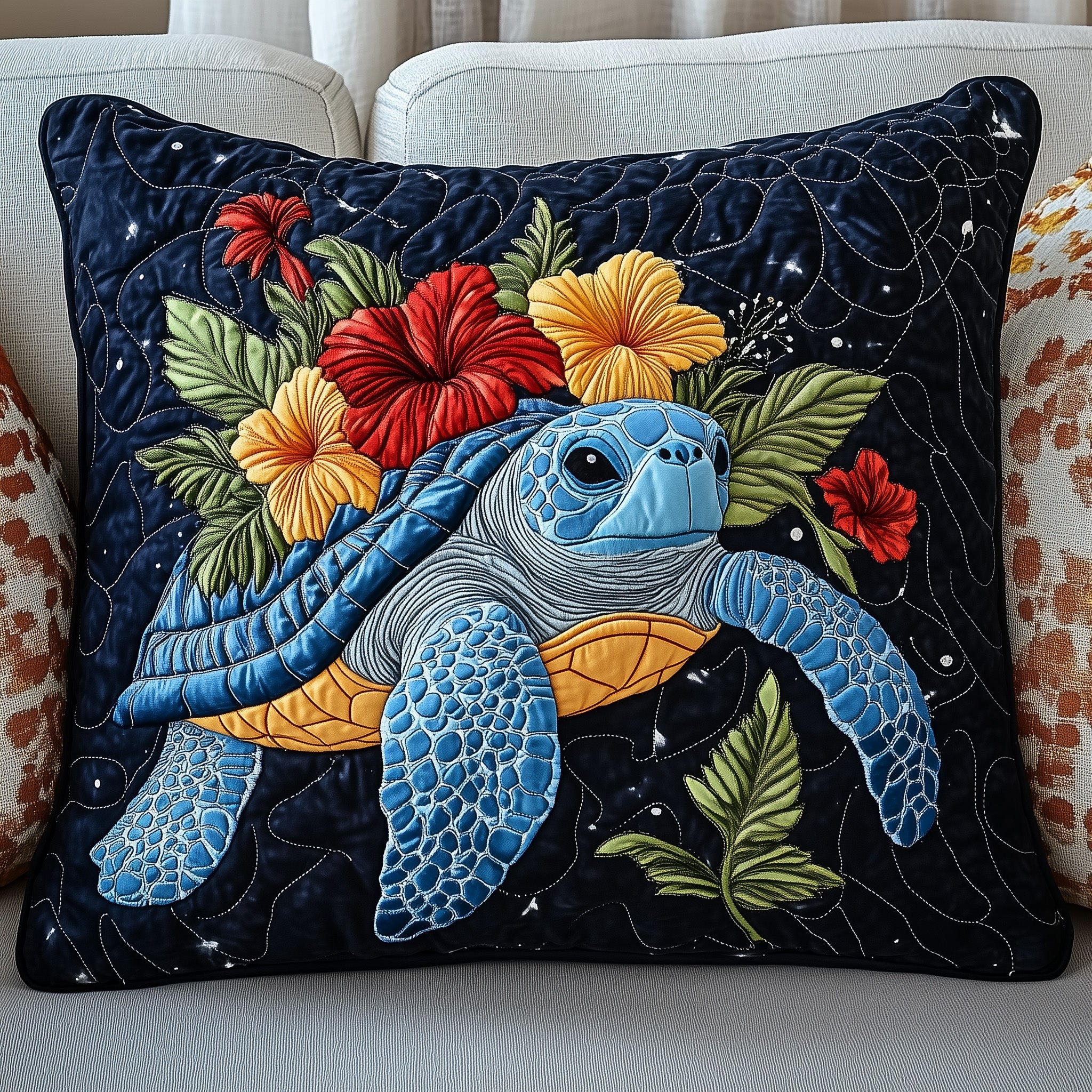 Tropical Turtle Dreams Quilted Pillow Case Decorative Pillow Cover MerchSea Turtle Gift Ideas For Her