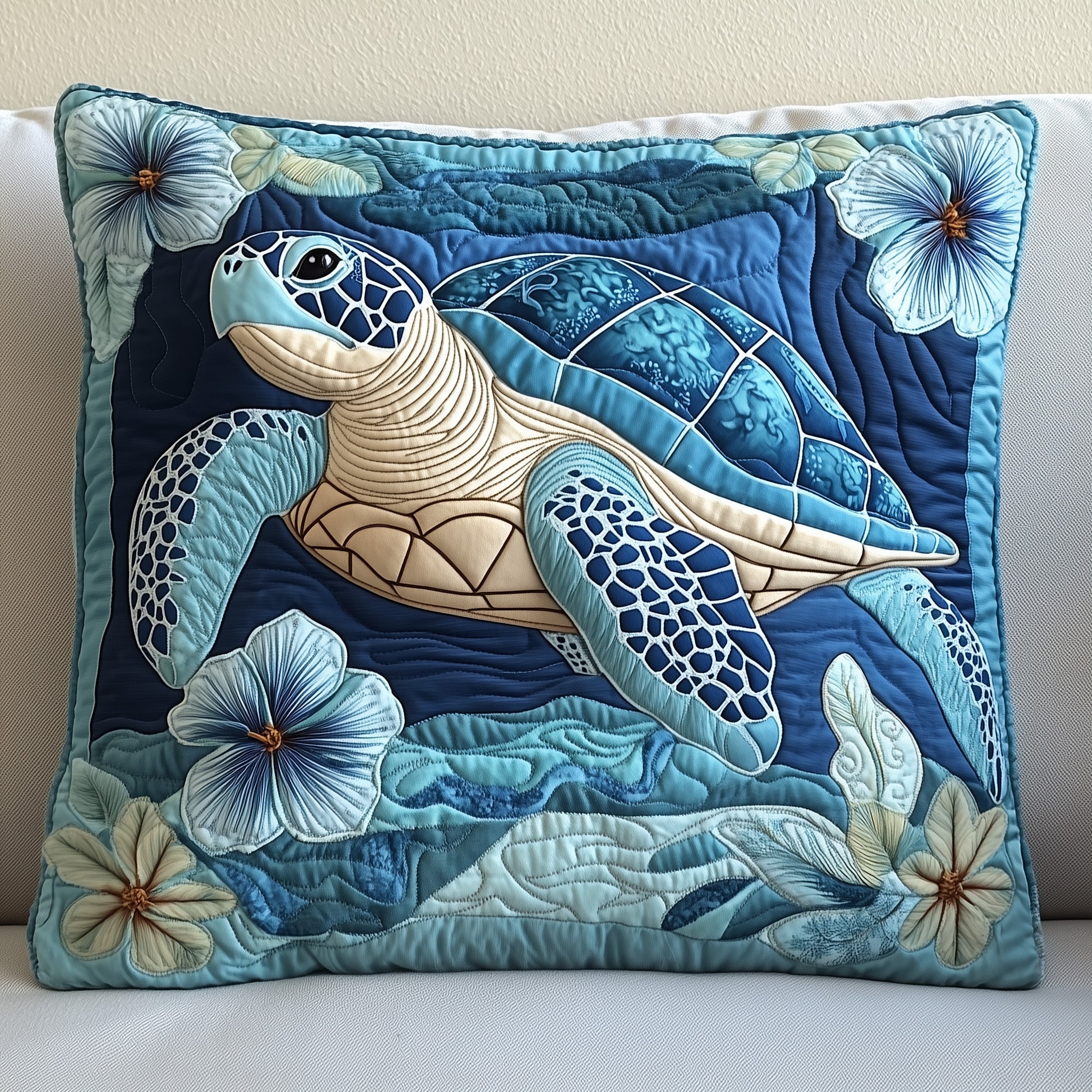 Tropical Turtle Dreams Quilted Pillow Case Halloween Gift(1)