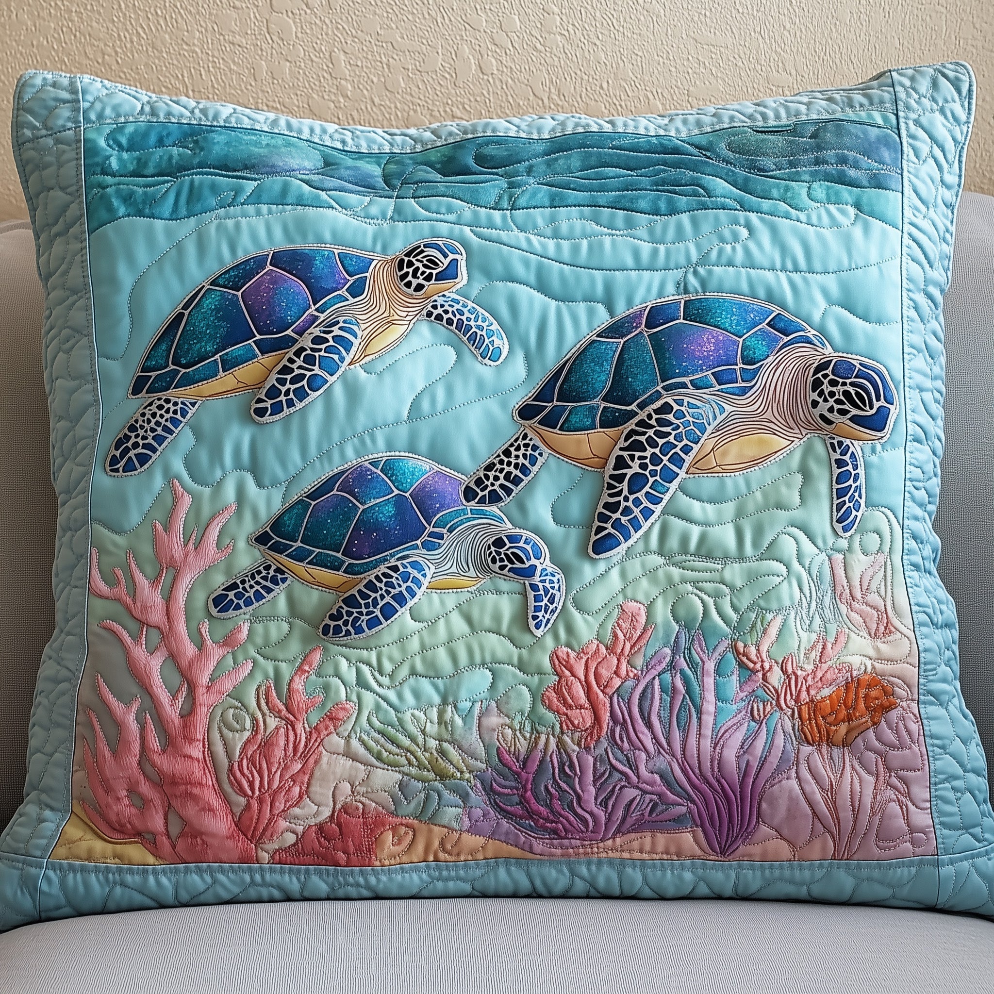 Tropical Turtle Dreams Quilted Pillow Case Halloween Gift(2)