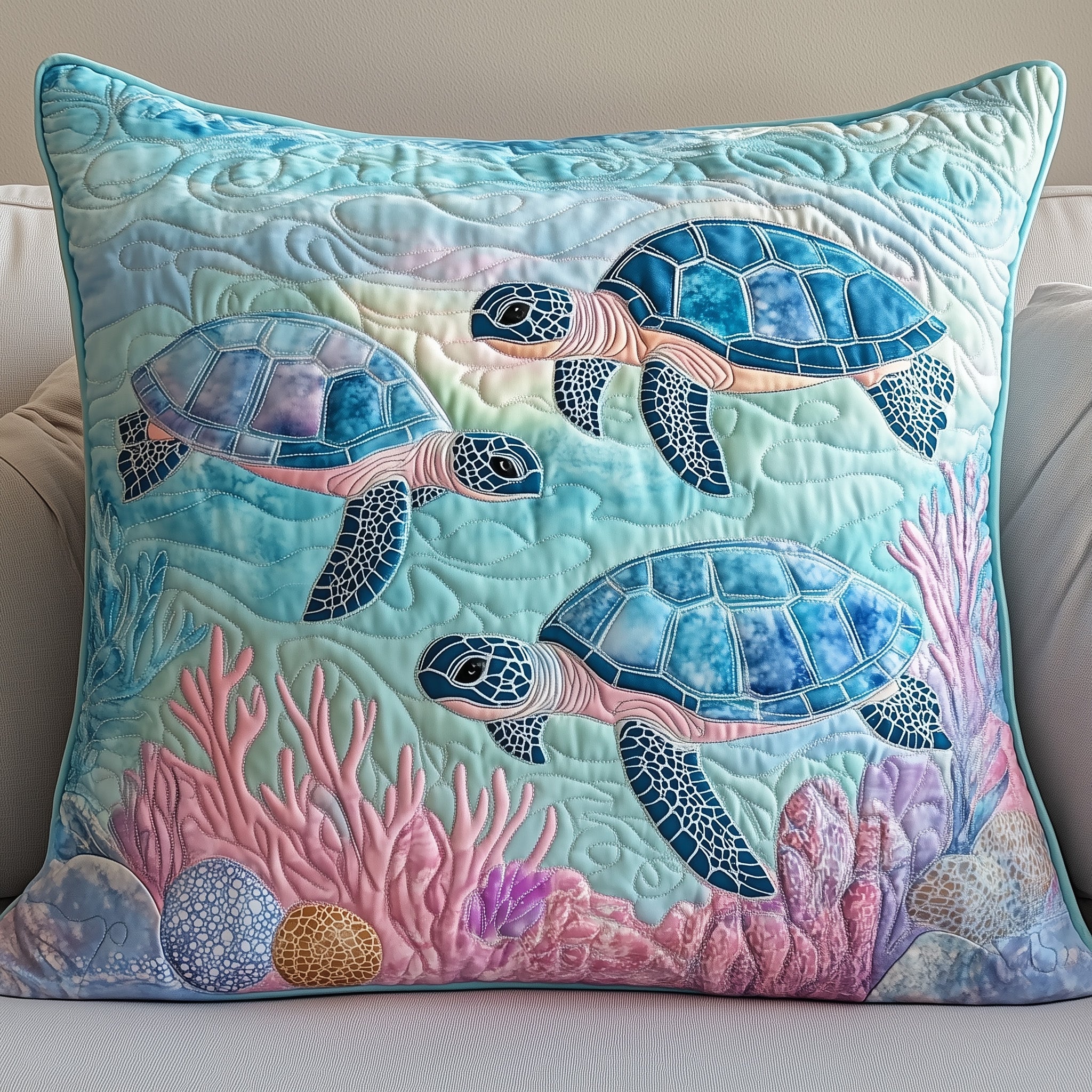 Tropical Turtle Dreams Quilted Pillow Case Halloween Gift