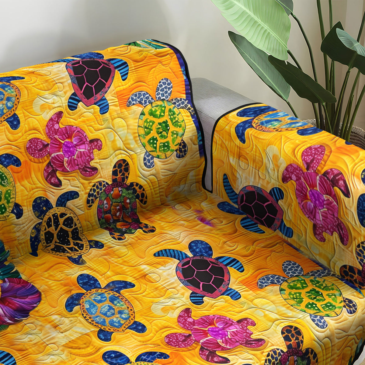 Tropical Turtle Tides Quilted Sofa Cover Holiday Living Decorations Sea Turtle Merchandise