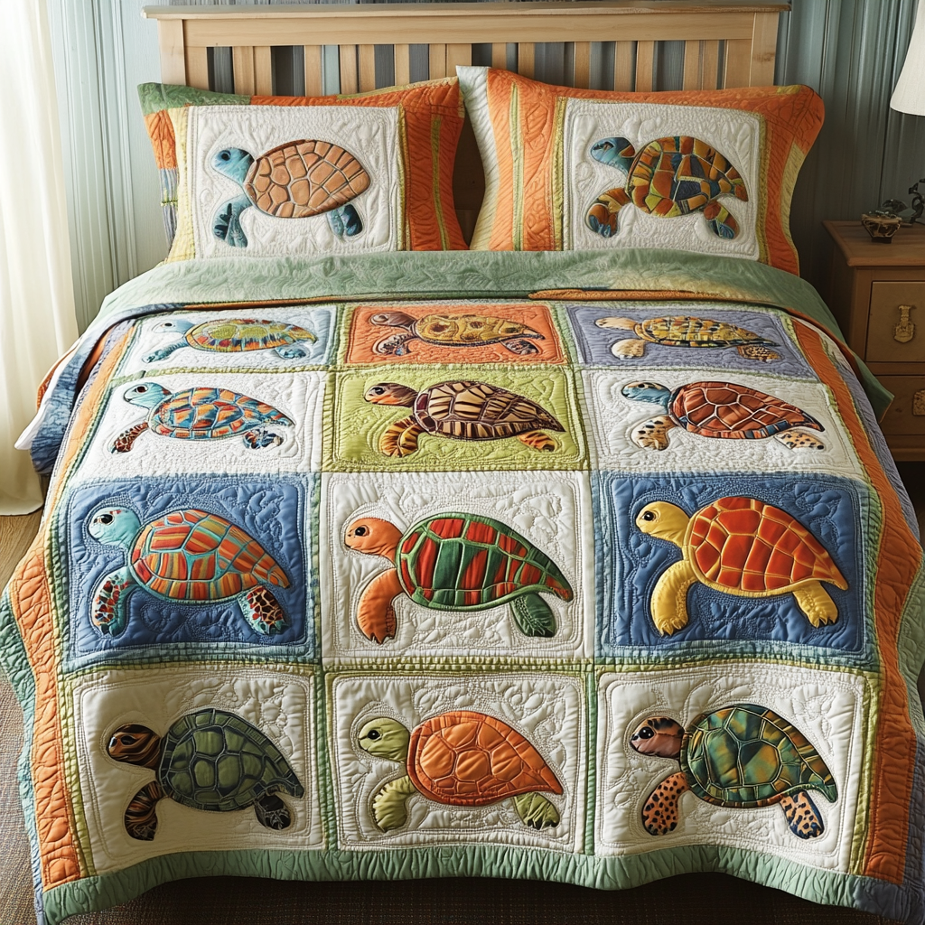 Tropical Turtles Quilted Bedding Set Best Comforter Sets Sea Turtle Stuff