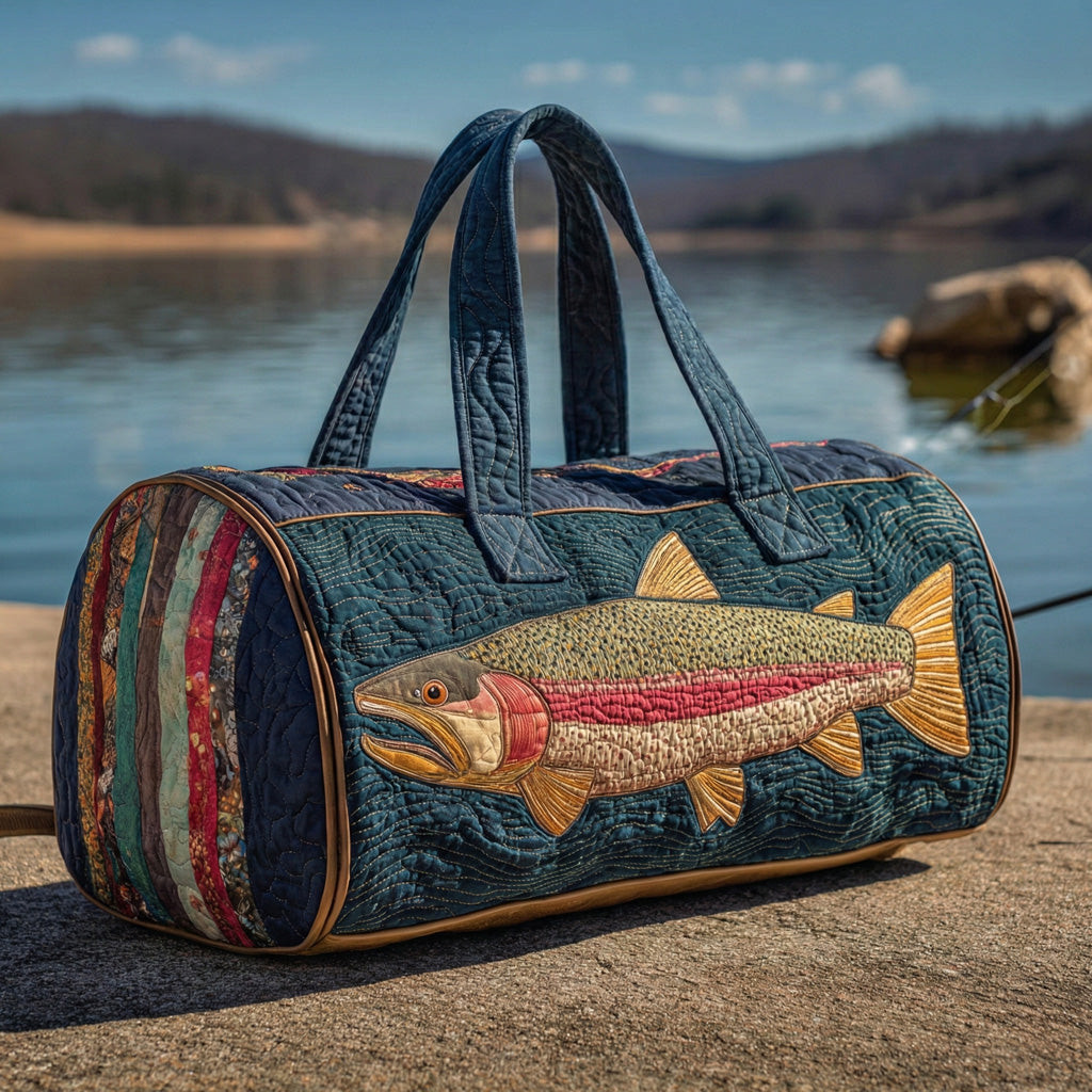 Trout Fishing Quilted Duffle Bag Angler Travel Gear Best Gift For Fishermen Outdoor