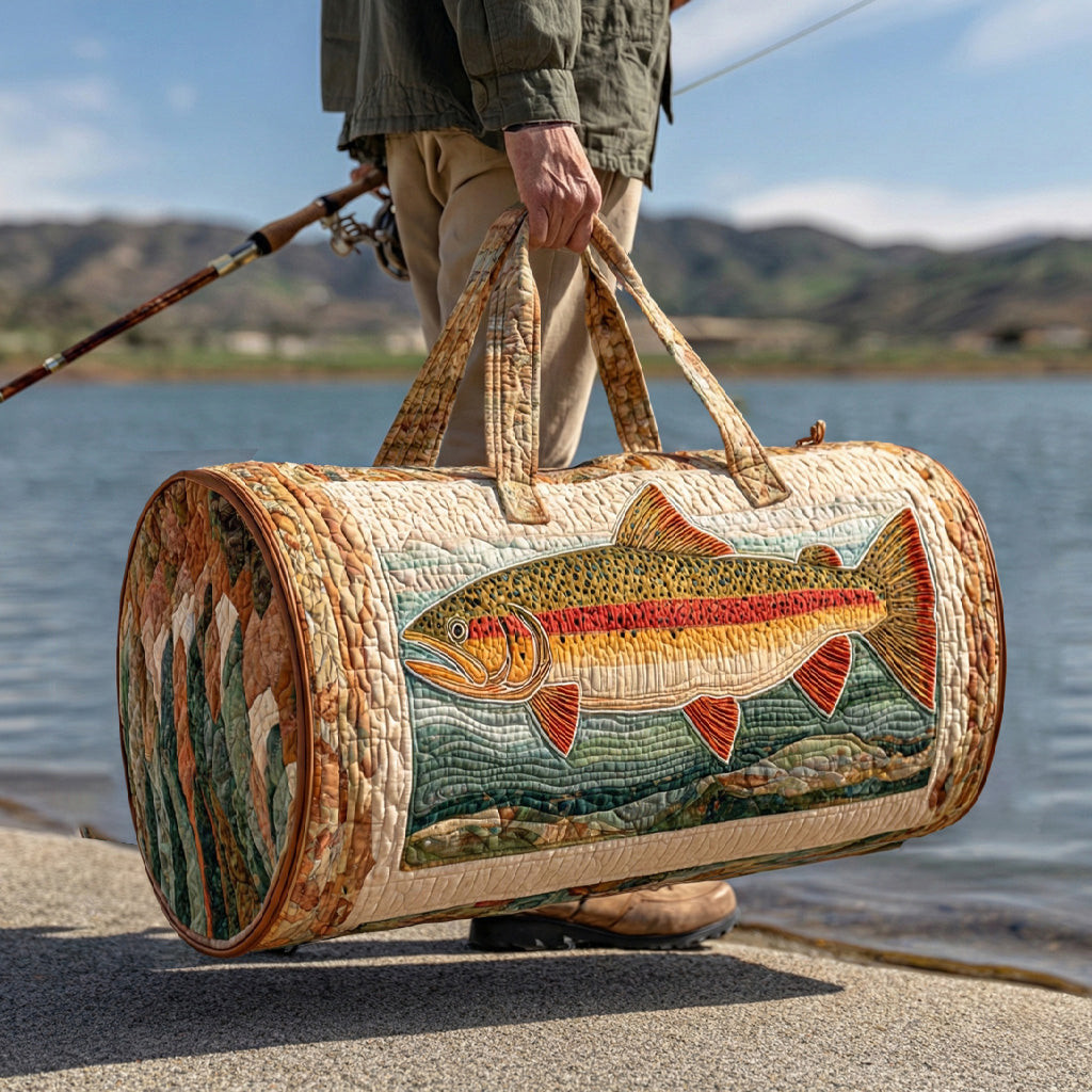 Trout Fishing Quilted Duffle Bag Best Fishing Gear Gift For Anglers Outdoor Bag