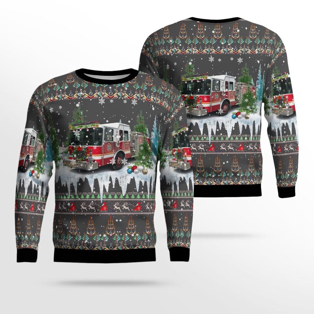 Troy NH Fire Rescue and Forest Fire Department Christmas AOP Ugly Sweater Unisex Christmas Gift