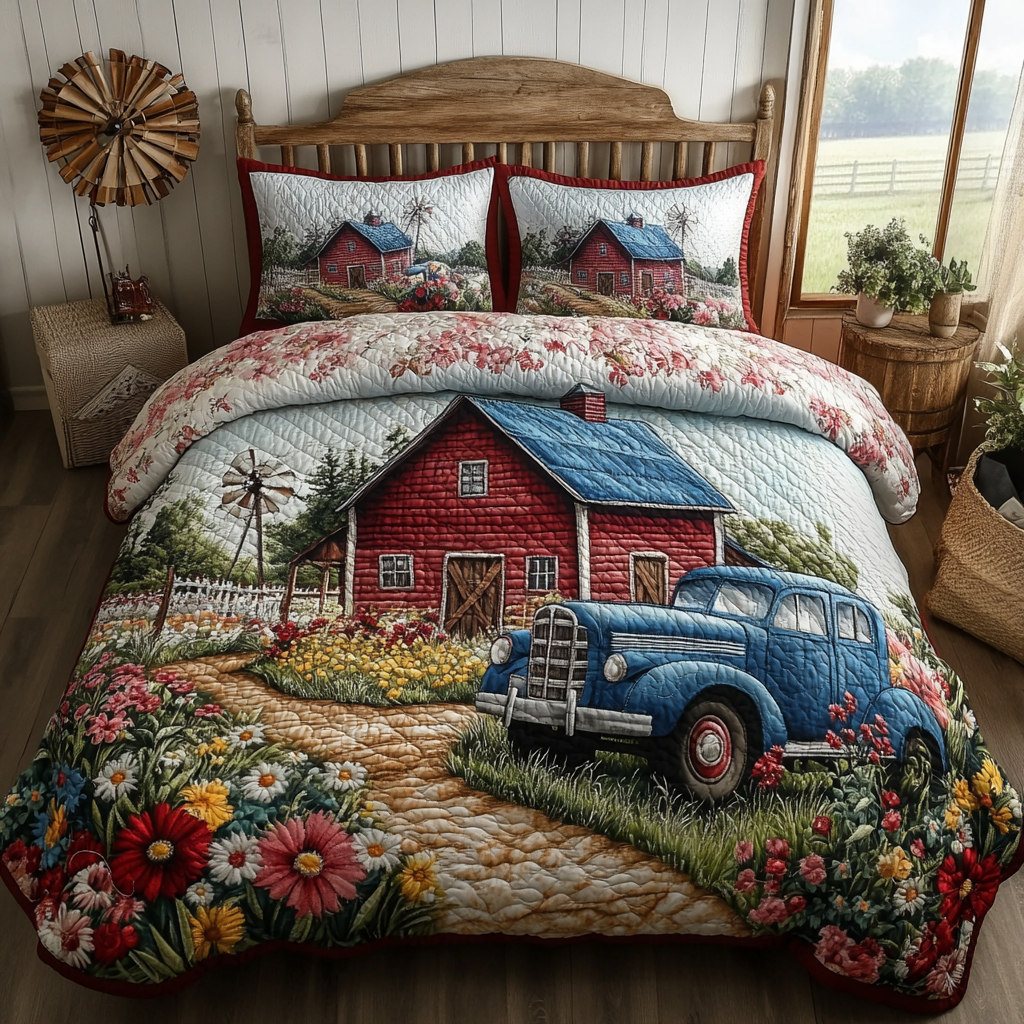 Truck Blooms Quilted Bedding Set Best Bedspread Set Sunflower Gifts For Women