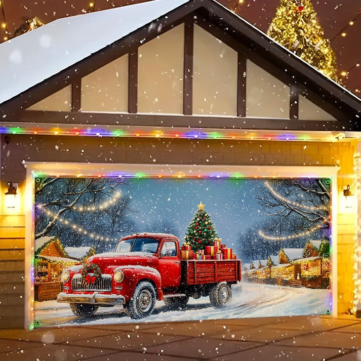 Truck Carrying Gifts Garage Door Cover Christmas Decoration Winter Holiday Gift Ideas