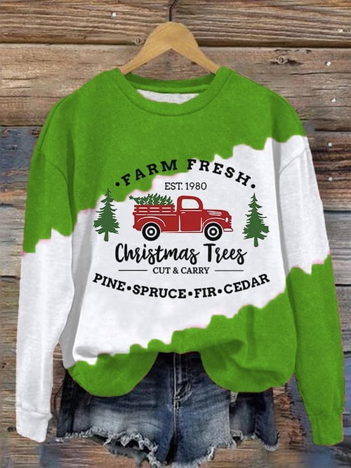Truck Christmas Tree Farm Fresh Sweatshirt Pine Spruce Fir Cedar Merch Xmas Gifts For Farmers