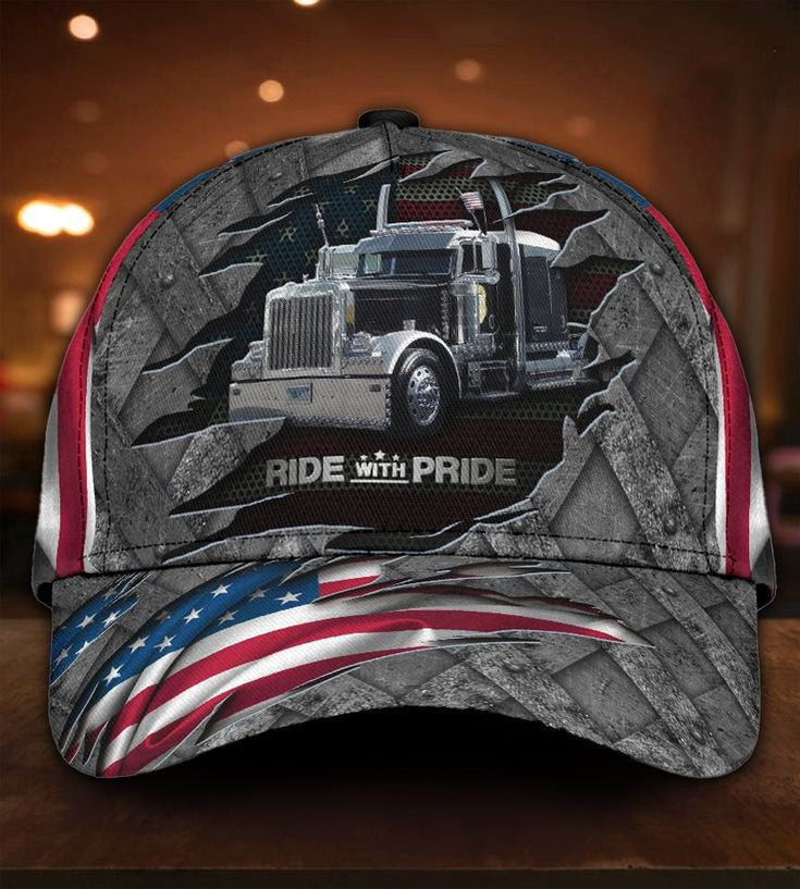 Truck Driver Ride With Pride Hat American Flag Old Vintage Hats Gifts For Truckers Truck Driver Ride With Pride Hat American Flag Old Vintage Hats Gifts For Truckers