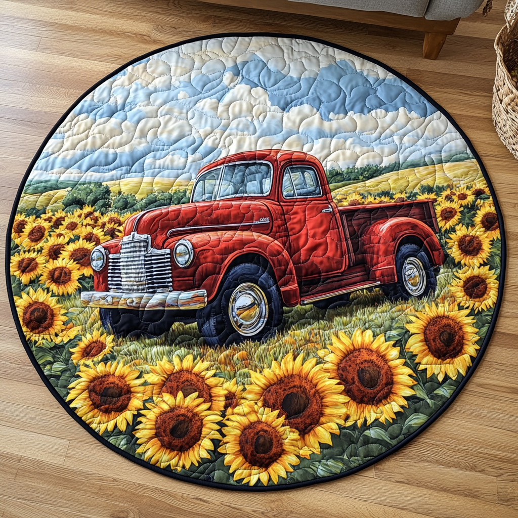Truck Garden Quilted Round Mat Entryway Rug Ideas Gifts For An Old Farmer