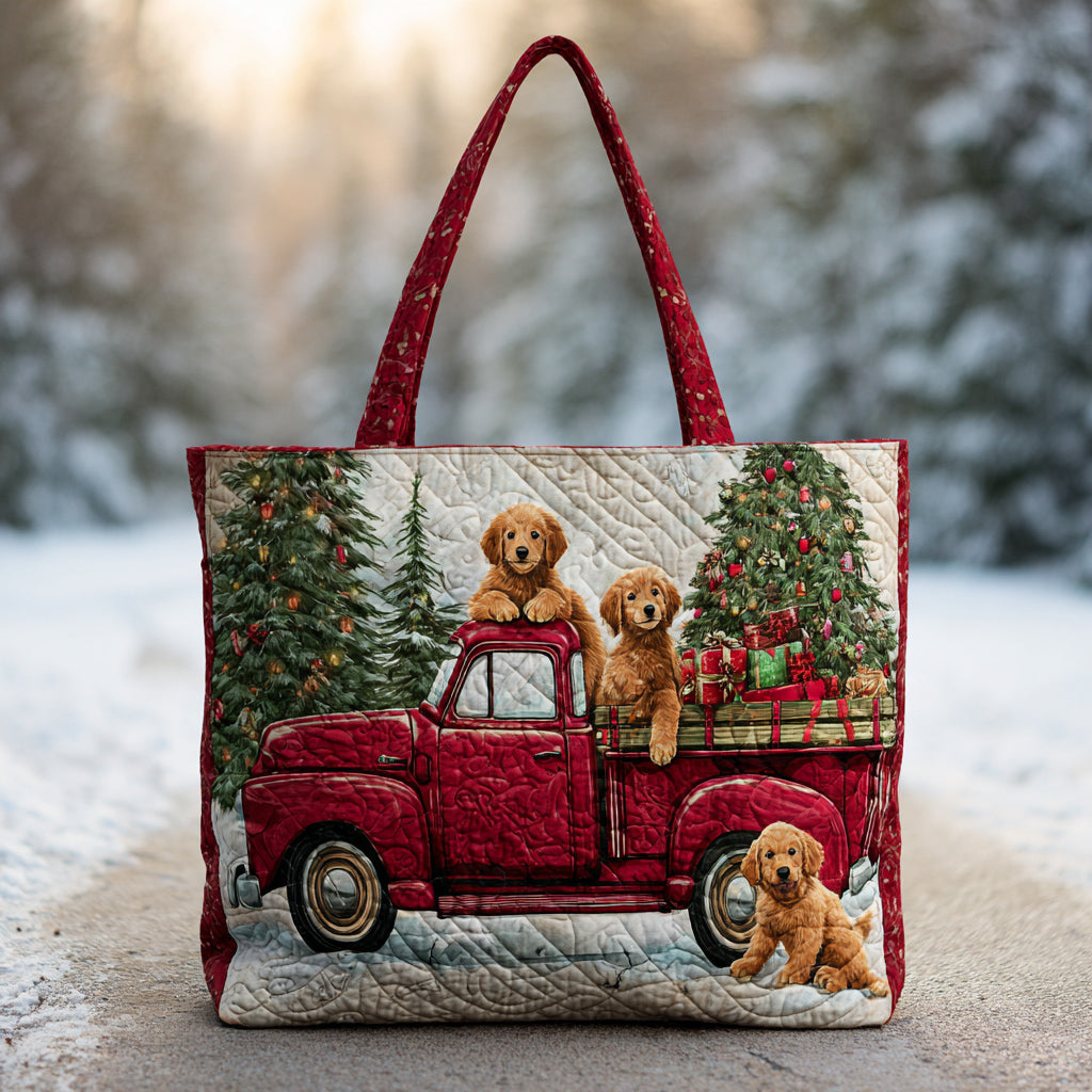 Truck Golden Retriever Quilted Tote Bag Great Gift For Dog Owners