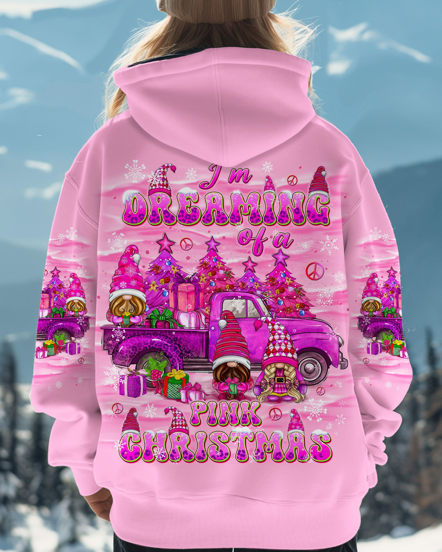 Truck Pink Christmas Hoodie Cozy Pink Christmas Pullover Gifts For Truck Driver