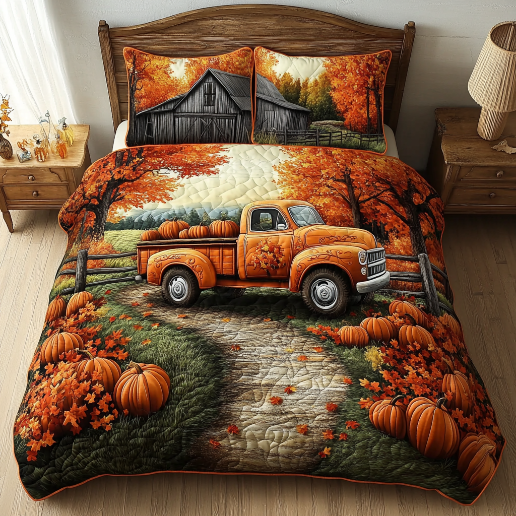 Truck Ride Quilted Bedding Set Best Bedspread Set Gift For Mid Autumn Festival