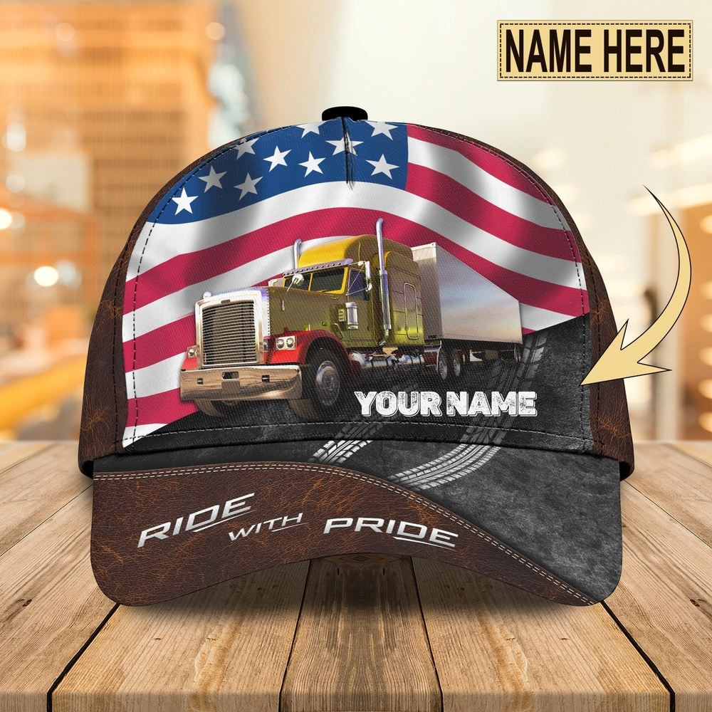 Trucker American Ride With Pride Customized Name 3D Cap Farm Cap Farmer Baseball Cap Gift For Farmer