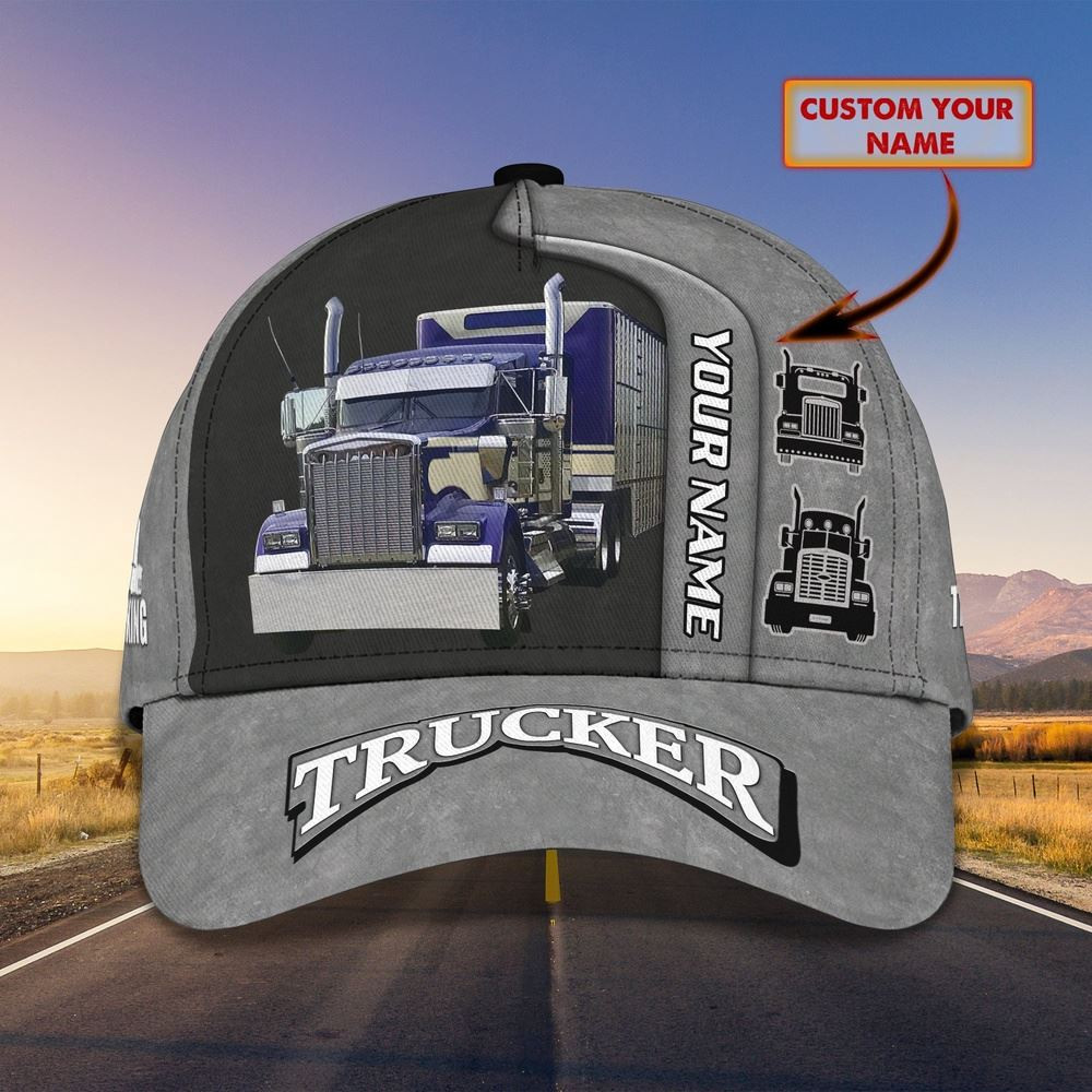 Trucker Blue Gray Customized Name 3D Cap Farm Cap Farmer Baseball Cap Gift For Farmer