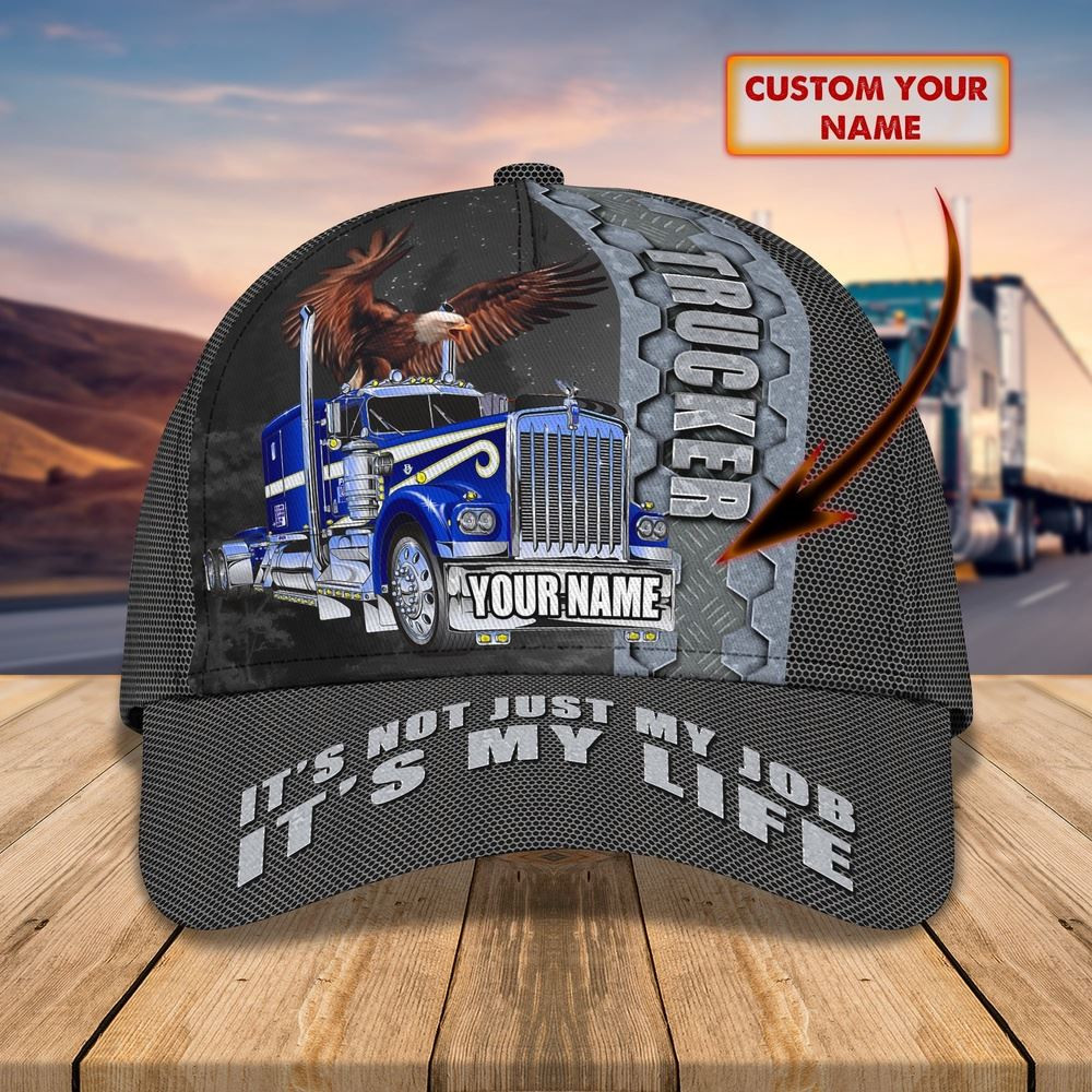 Trucker Eagle Blue Customized Name 3D Cap Farm Cap Farmer Baseball Cap Gift For Farmer