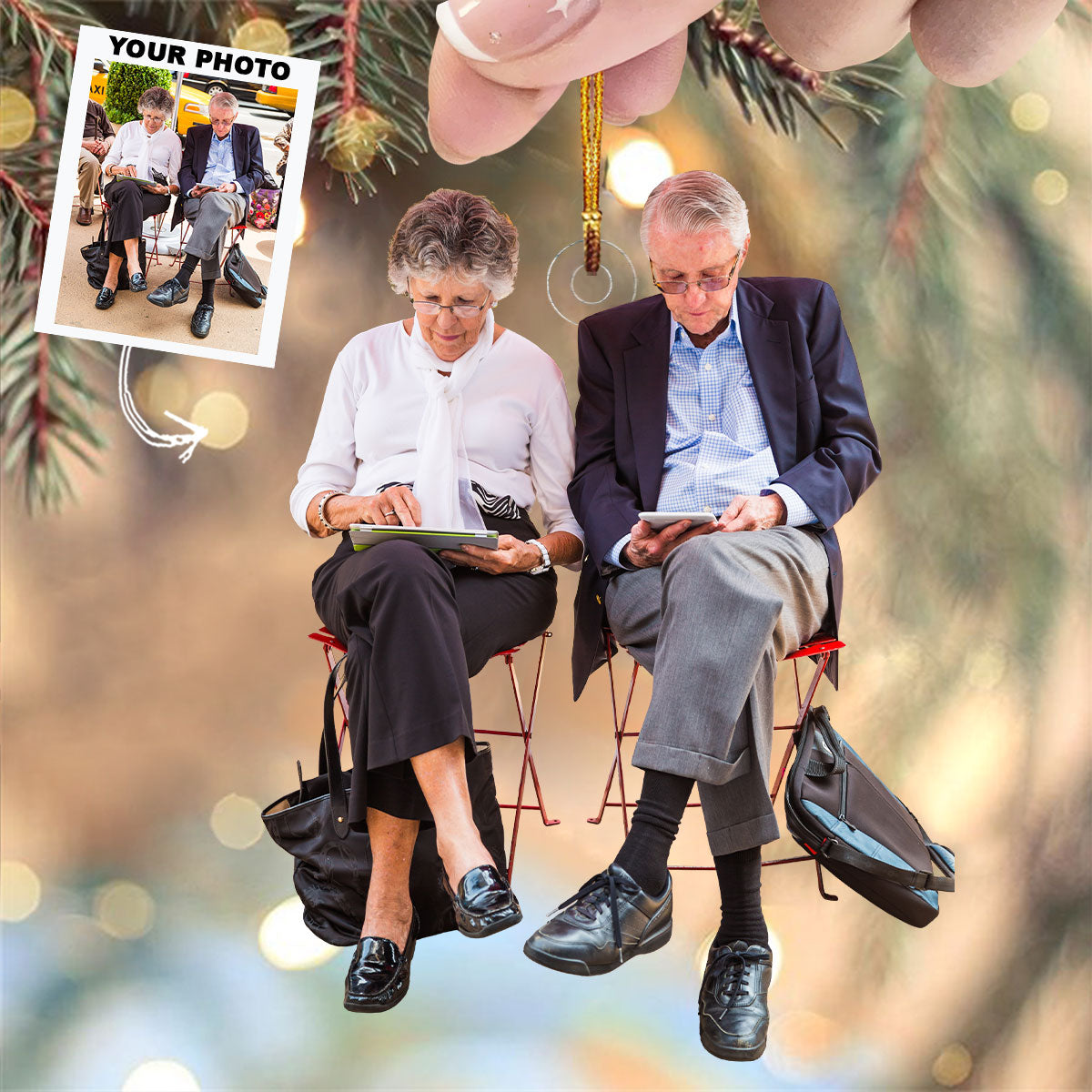 True Love Never Gets Old Personalized Photo Mica Ornament Christmas Gift For Couple