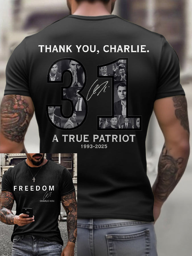 True Patriot 31 Printed T Shirt Black Charlie Kirk Gear