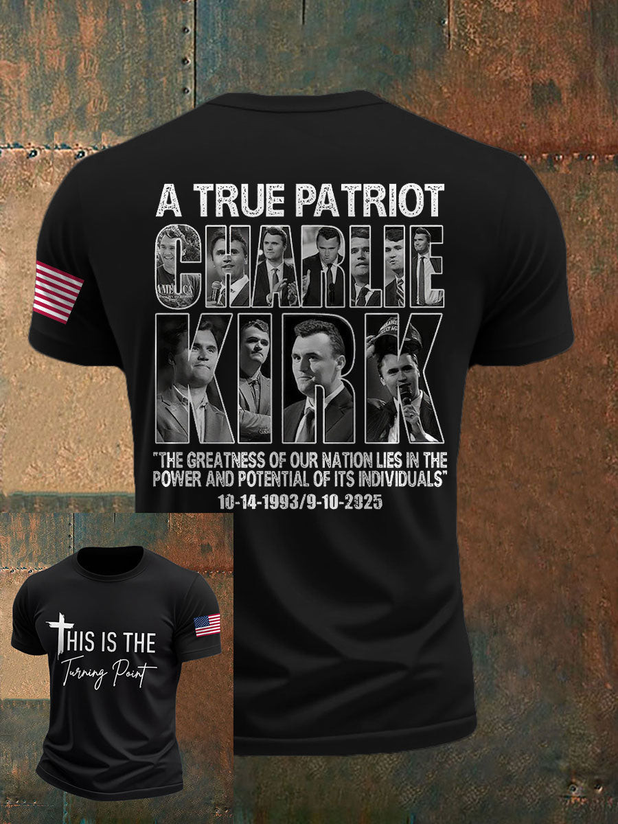 True Patriot Freedom Printed T Shirt Black We Are Charlie Kirk Merch