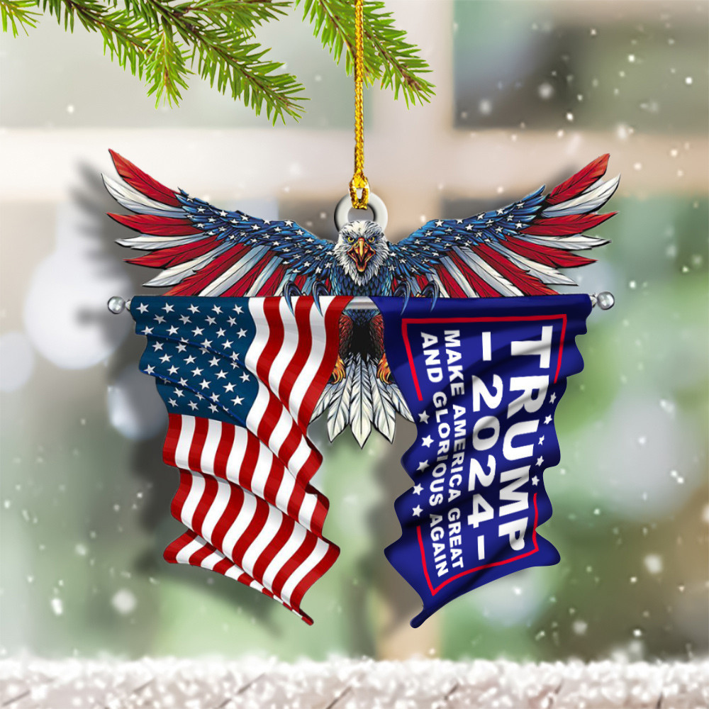 Trump 2024 Ornament American Eagle Shape Make America Great And Glorious Again Trump Merch