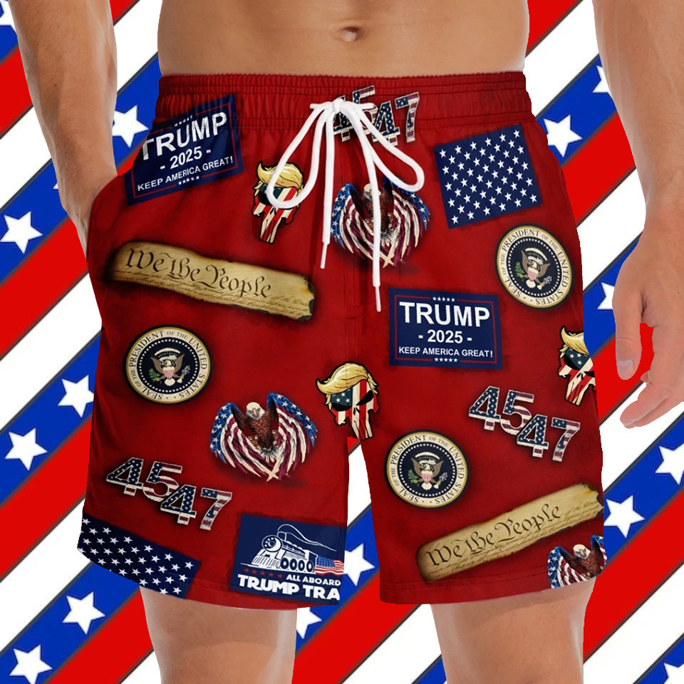 Trump 2025 We The People Hawaiian Shorts Donald Trump Merchandise Gifts For Men