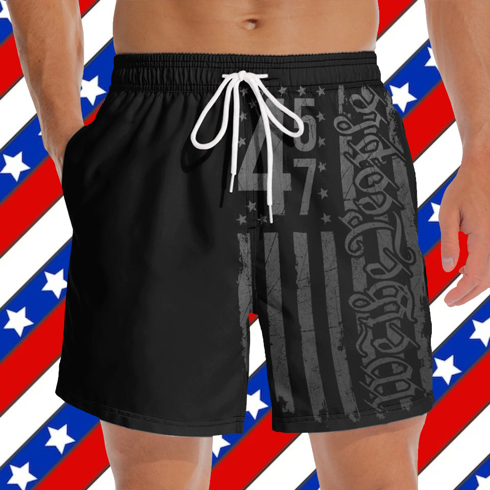 Trump 45 47 US Patriotic Pride Hawaiian Shorts We The People Trump Supporter Gift For Men