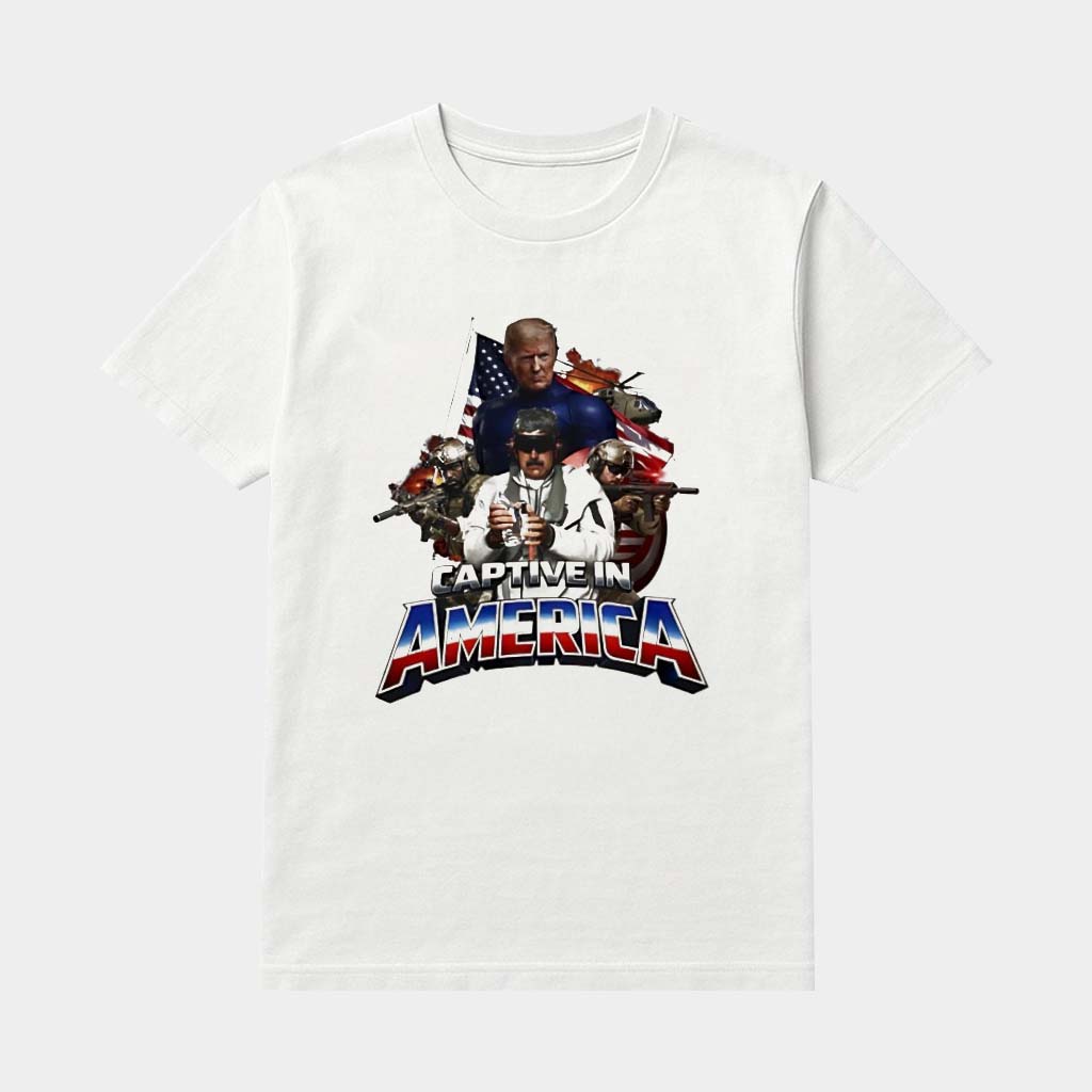 Trump And Jeffrey Epstein Captive In America Shirt Captured Maduro T-Shirt Political Gifts