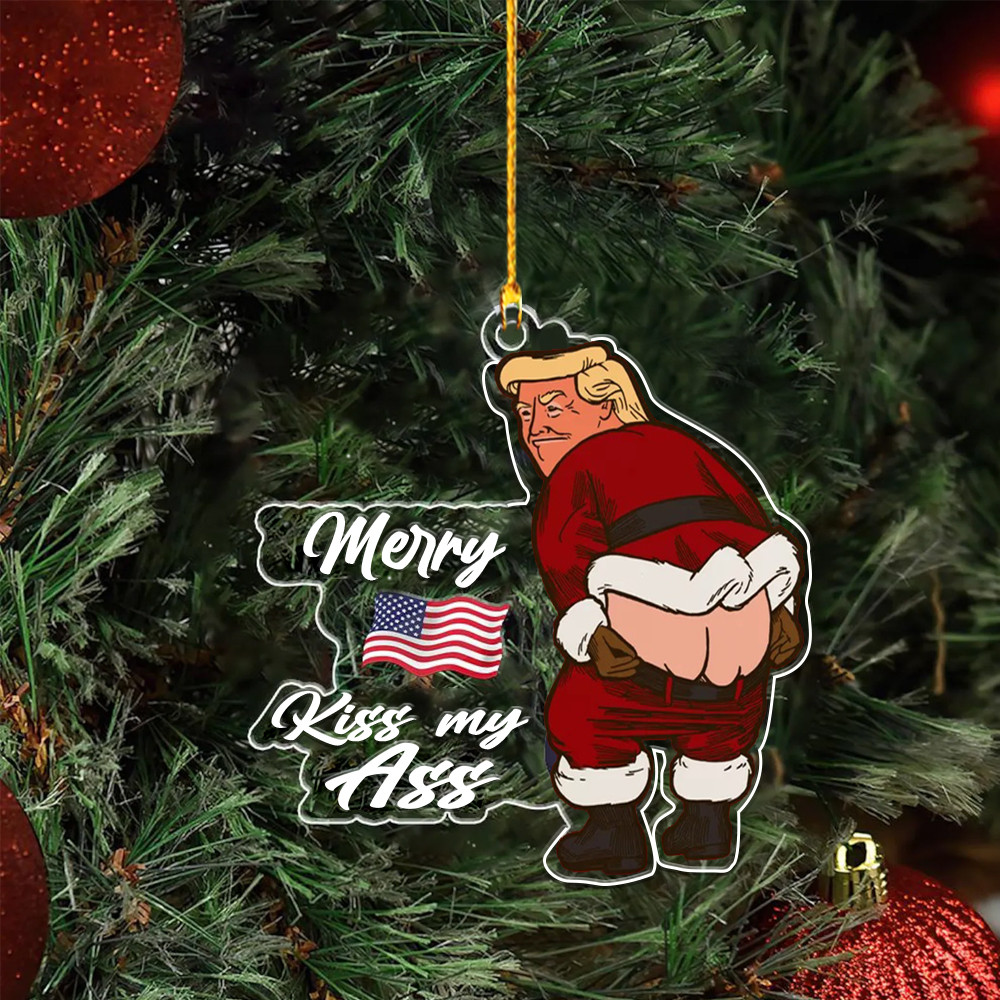 Trump Christmas Tree Ornament Shape Funny Merchandise for Supporters