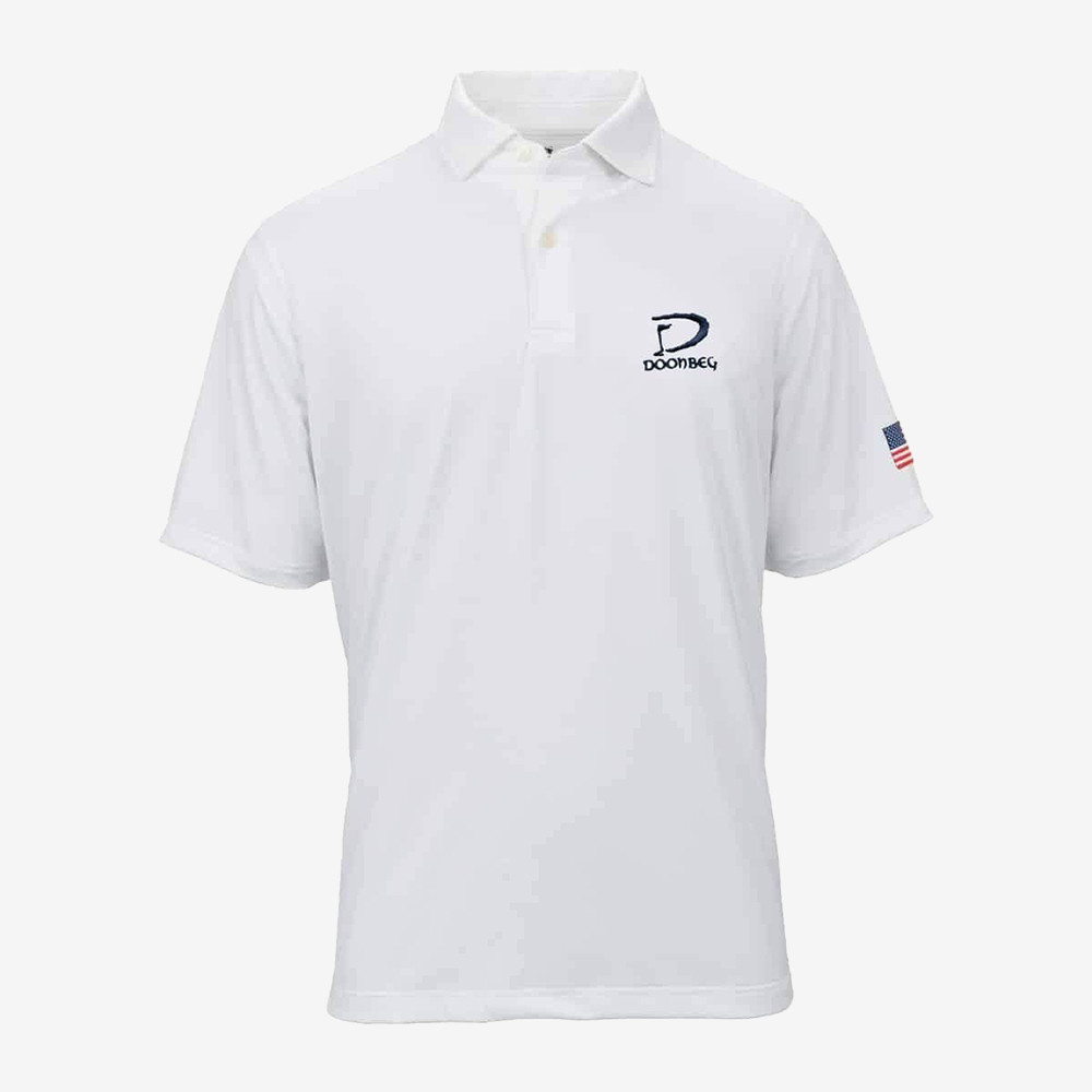 Trump Doonbeg Polo Shirt American Flag Logo MAGA Merch Golf Gifts For Husband